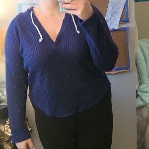 Waffle fabric sweater